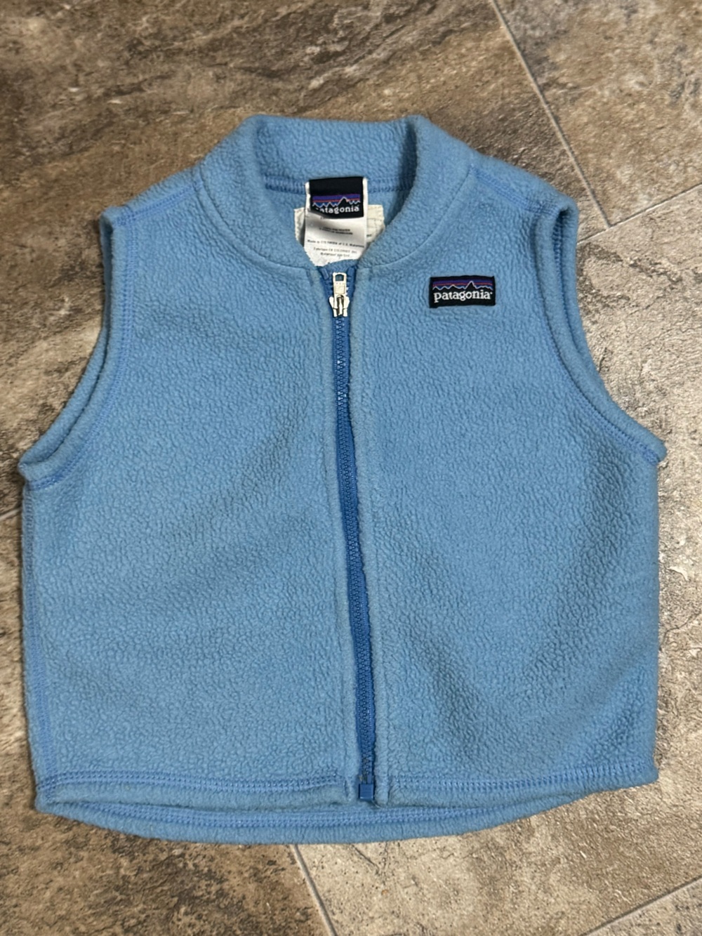 Kids Patagonia Light Blue Fleece Vest with Logo